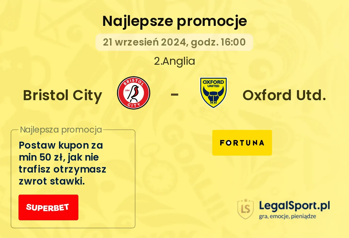 Bristol City - Oxford Utd. promocje bonusy na mecz