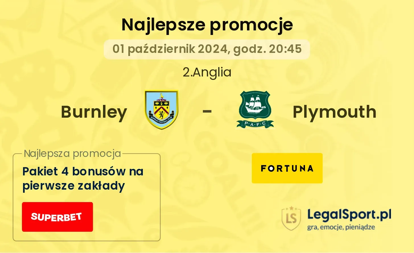 Burnley - Plymouth promocje bonusy na mecz