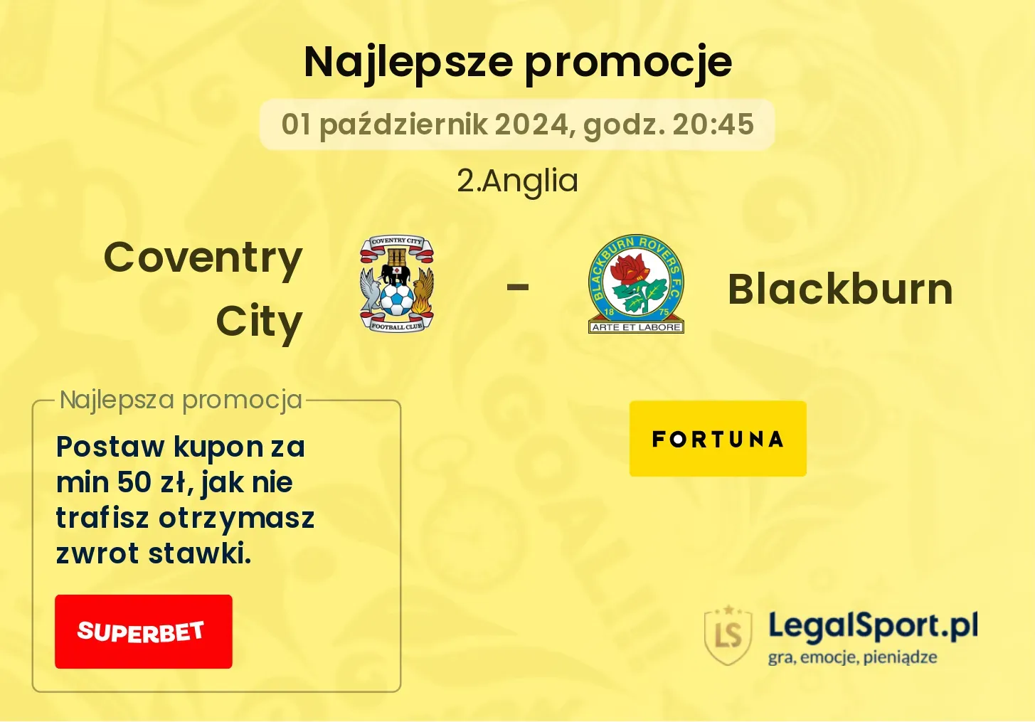 Coventry City - Blackburn promocje bonusy na mecz