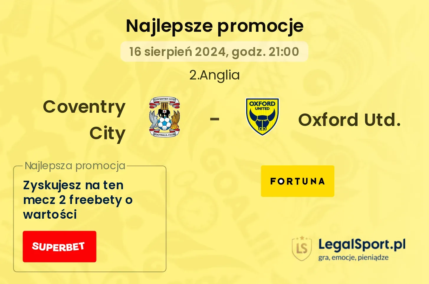 Coventry City - Oxford Utd. promocje bonusy na mecz