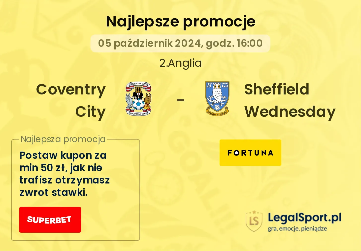 Coventry City - Sheffield Wednesday promocje bonusy na mecz