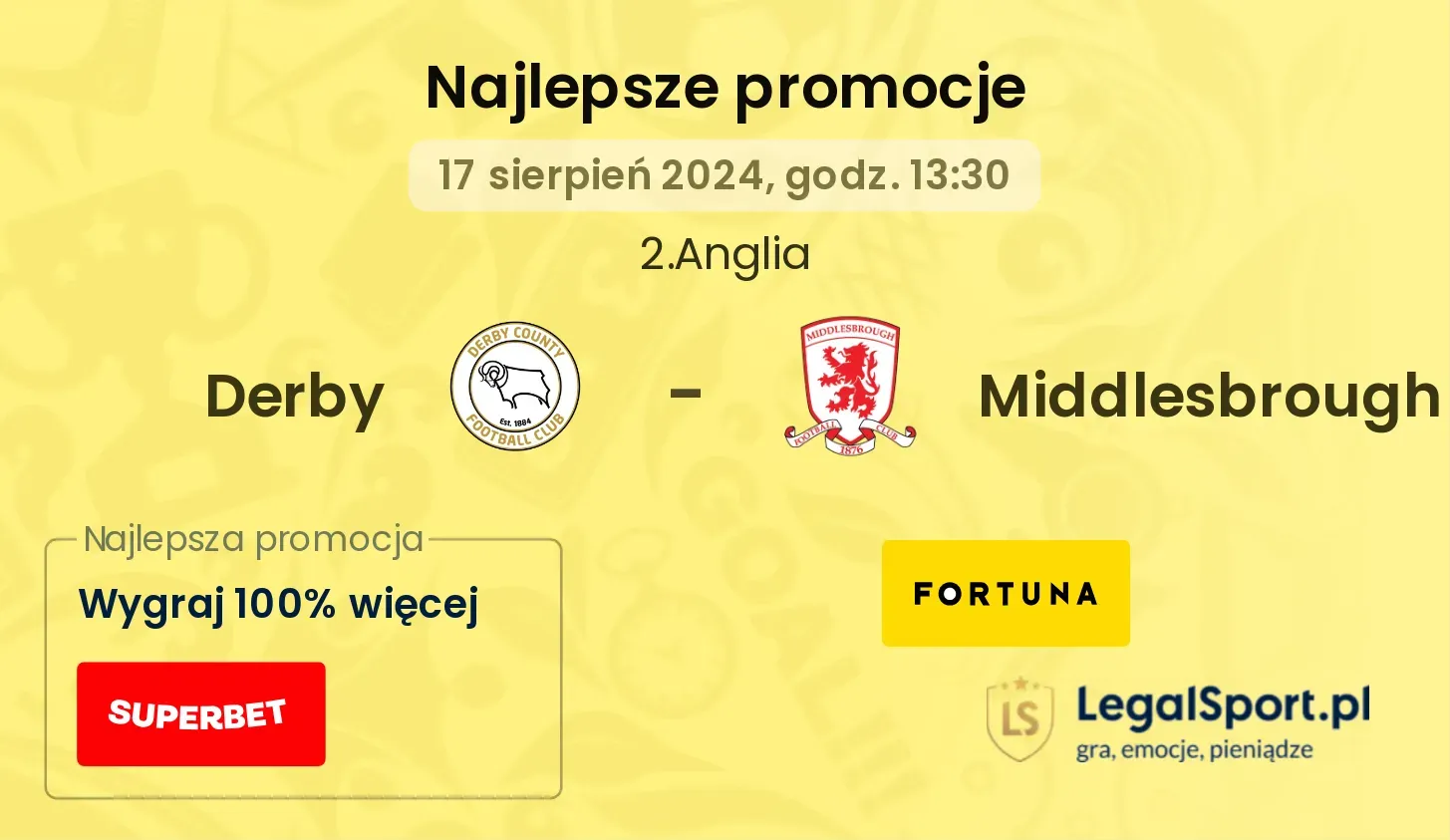 Derby - Middlesbrough promocje bonusy na mecz