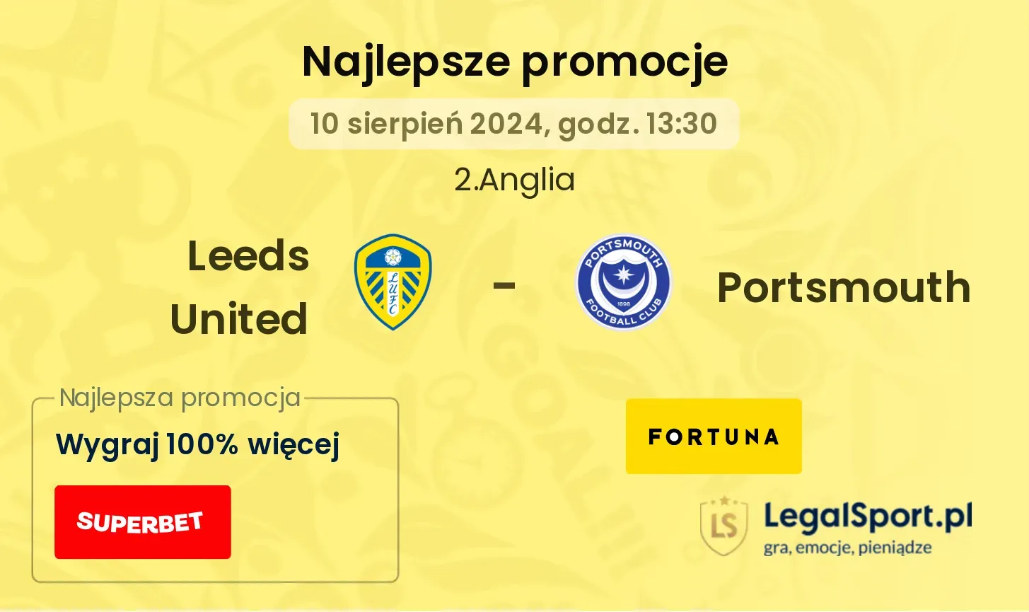 Leeds United - Portsmouth promocje bonusy na mecz