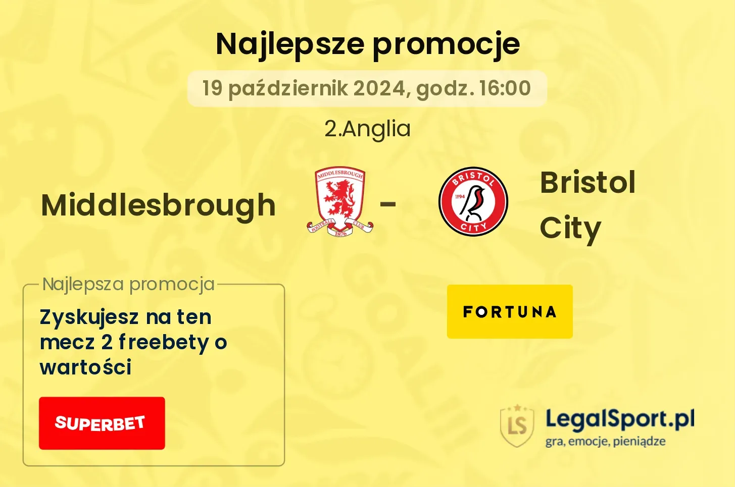 Middlesbrough - Bristol City promocje bonusy na mecz