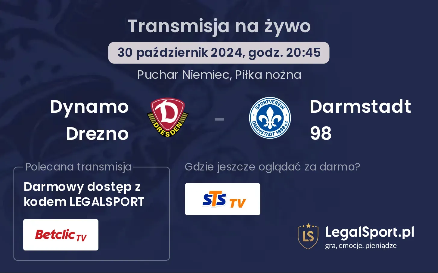 Dynamo Drezno - Darmstadt 98 transmisja na żywo