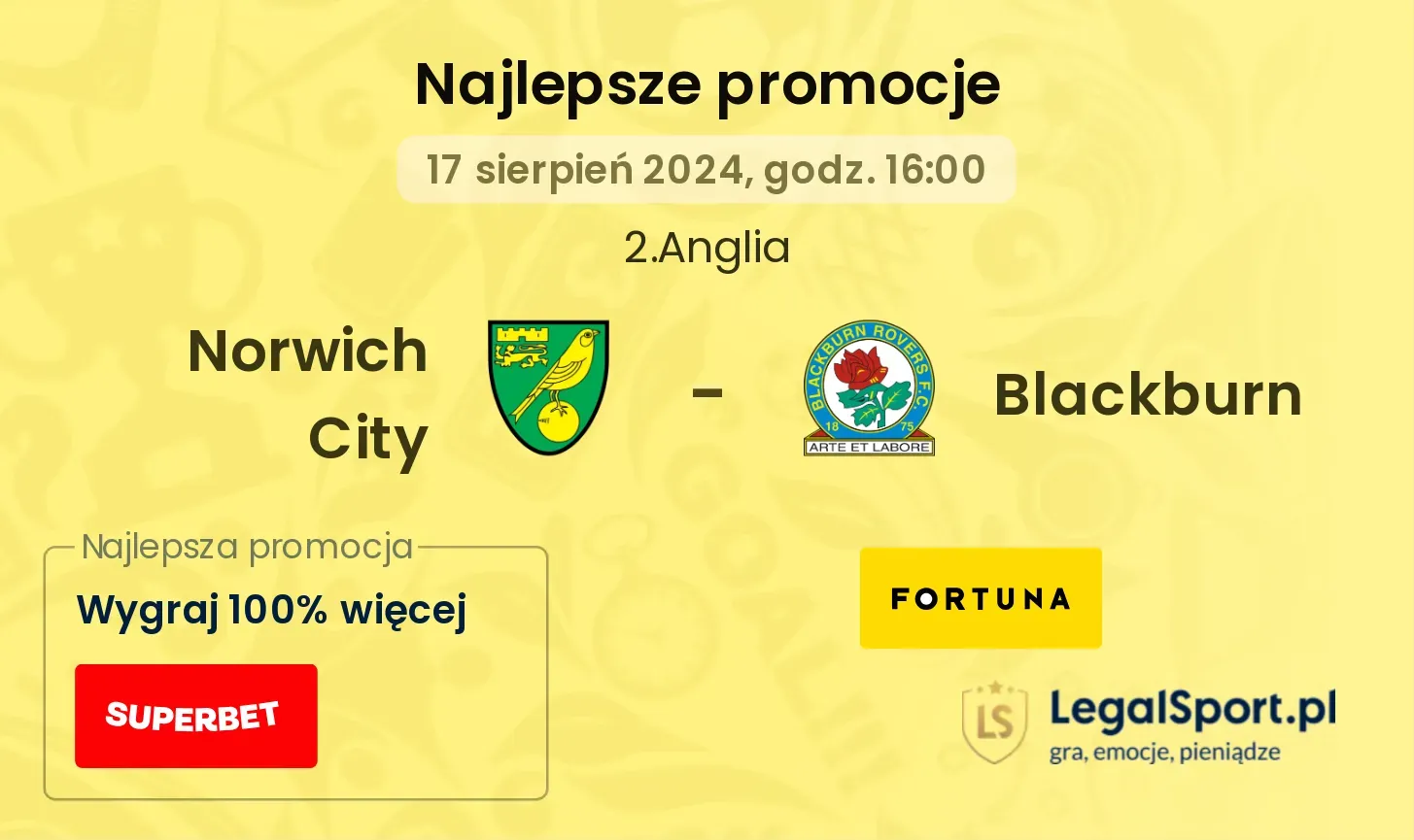 Norwich City - Blackburn promocje bonusy na mecz