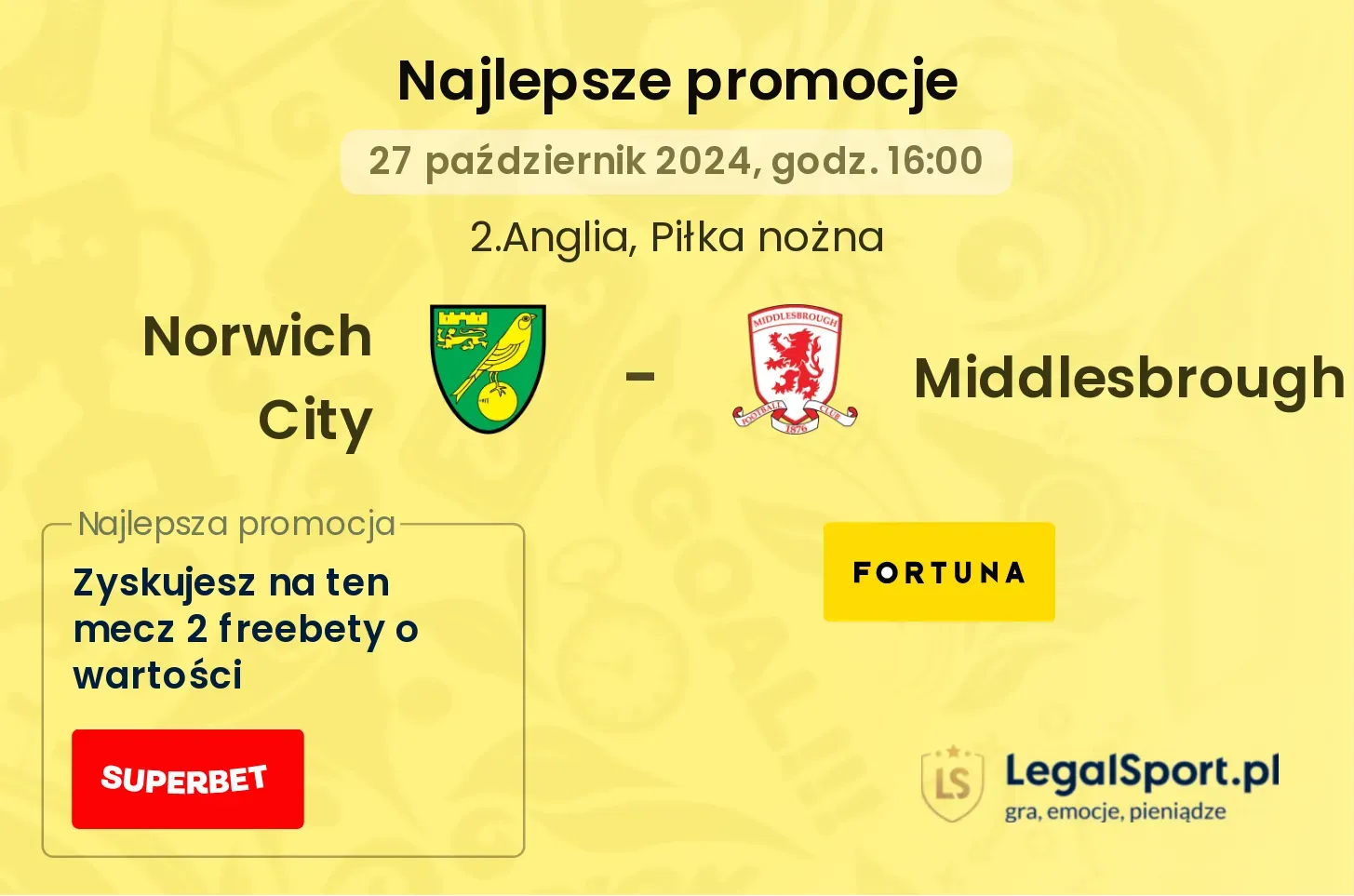 Norwich City - Middlesbrough promocje bonusy na mecz