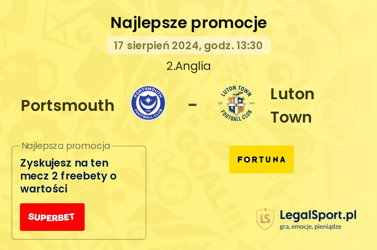 Portsmouth - Luton Town promocje bonusy na mecz