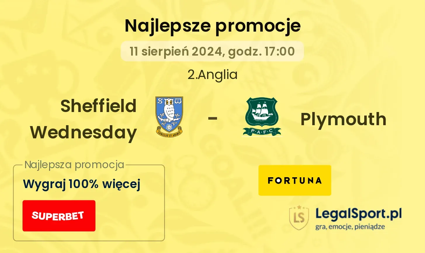 Sheffield Wednesday - Plymouth promocje bonusy na mecz