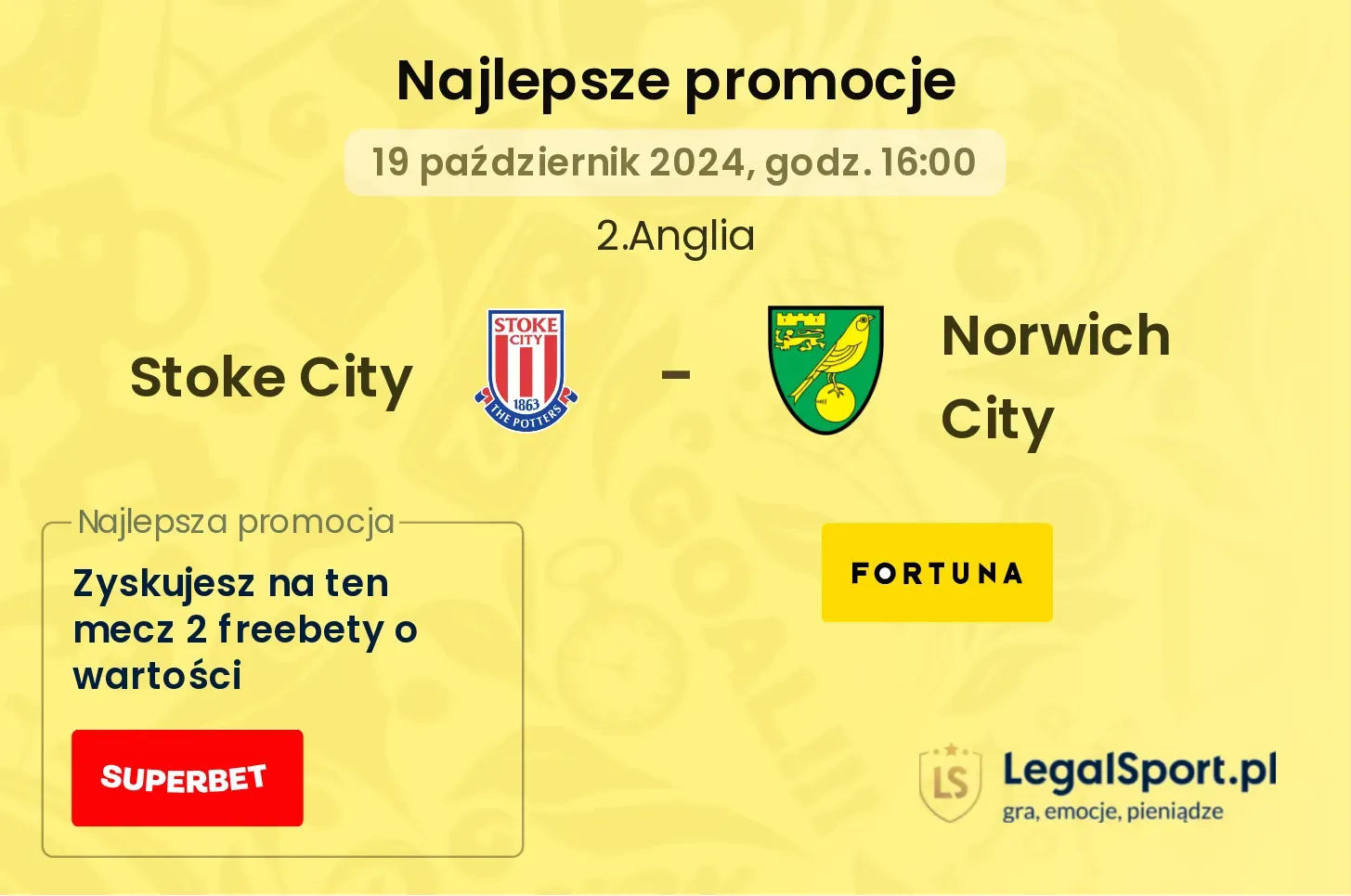 Stoke City - Norwich City promocje bonusy na mecz