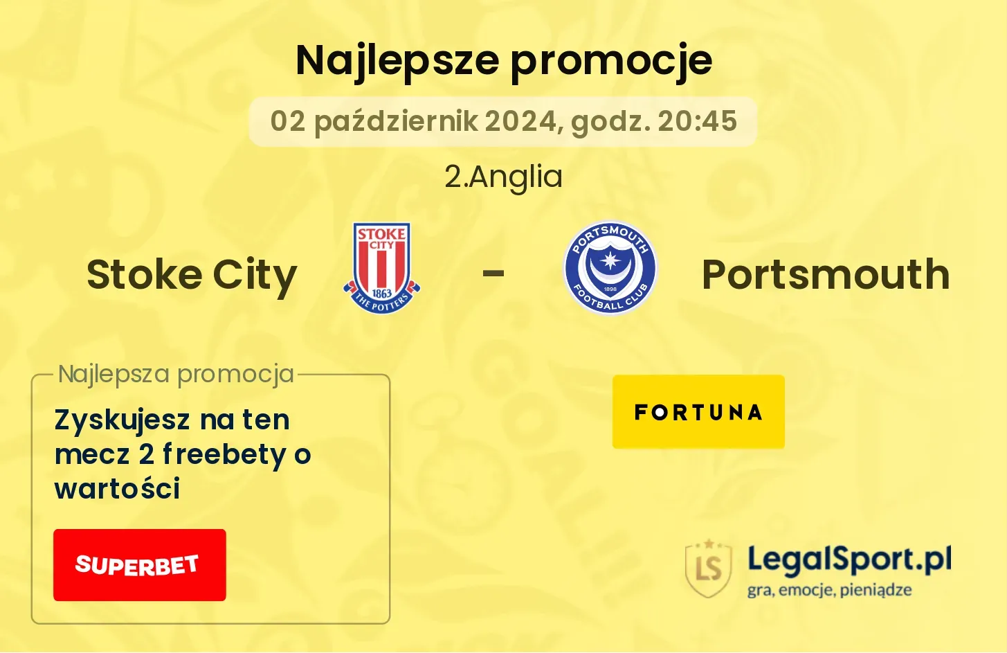 Stoke City - Portsmouth promocje bonusy na mecz