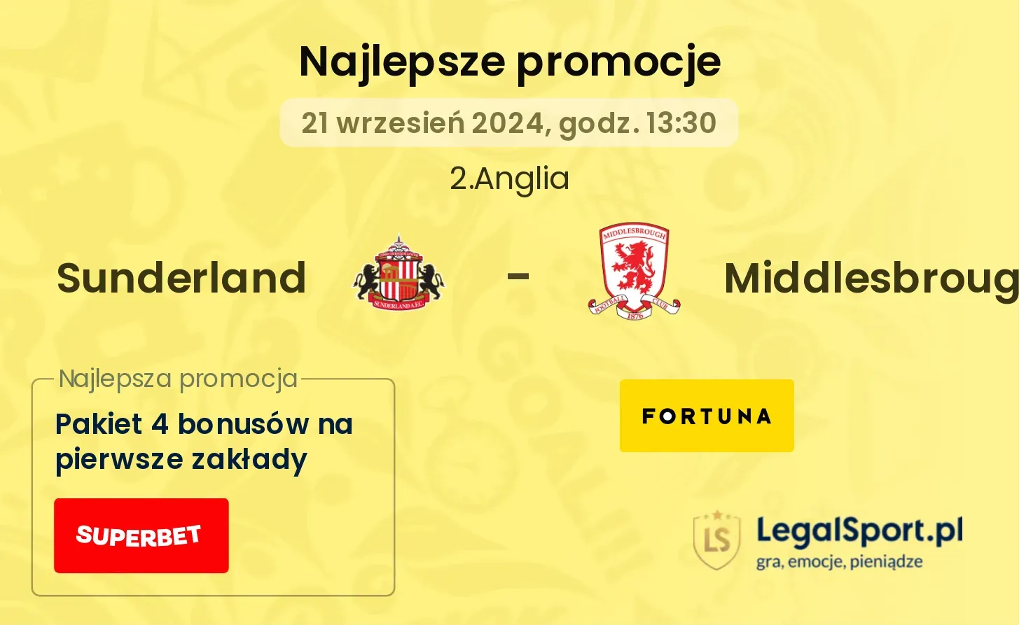 Sunderland - Middlesbrough promocje bonusy na mecz