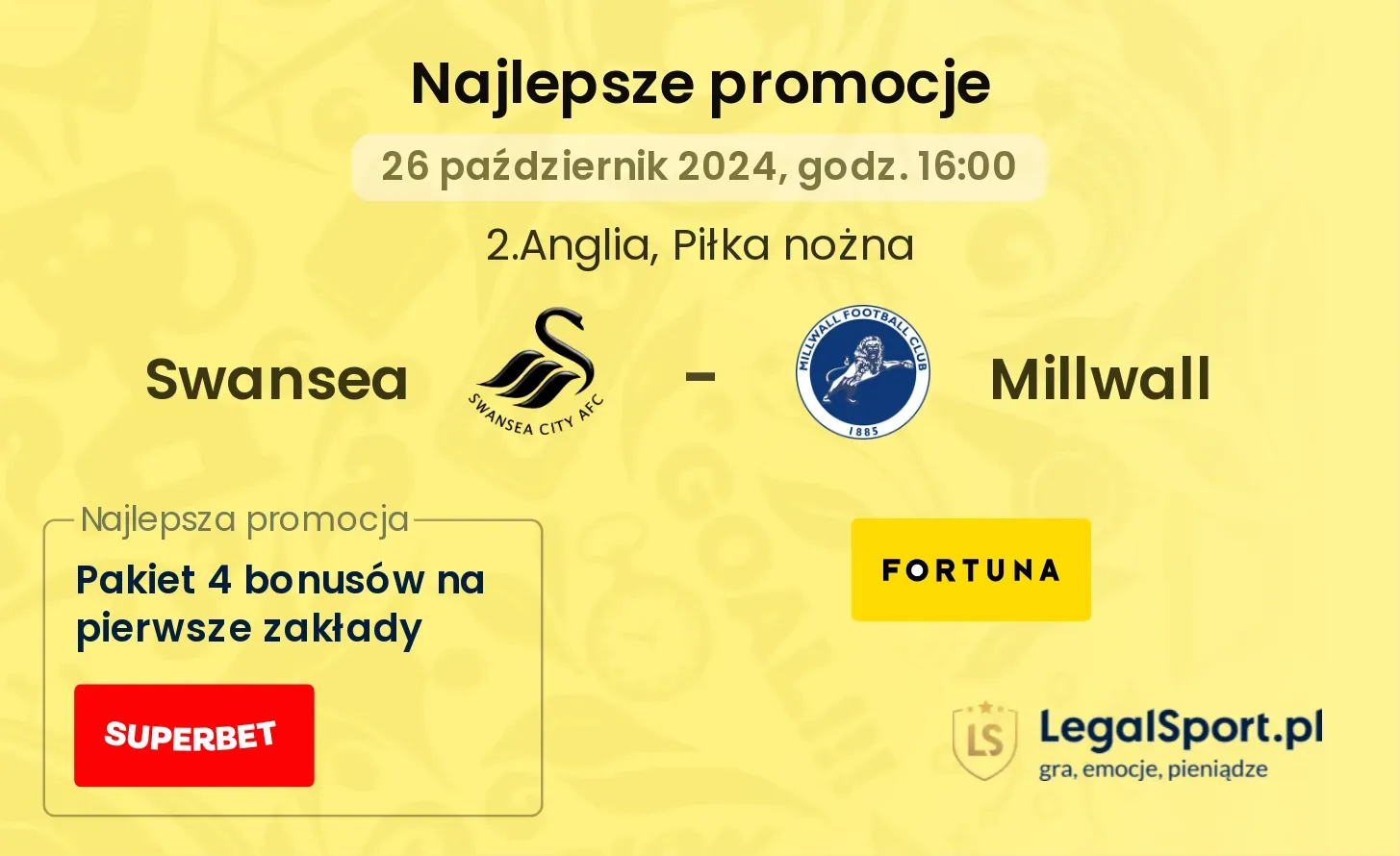 Swansea - Millwall promocje bonusy na mecz