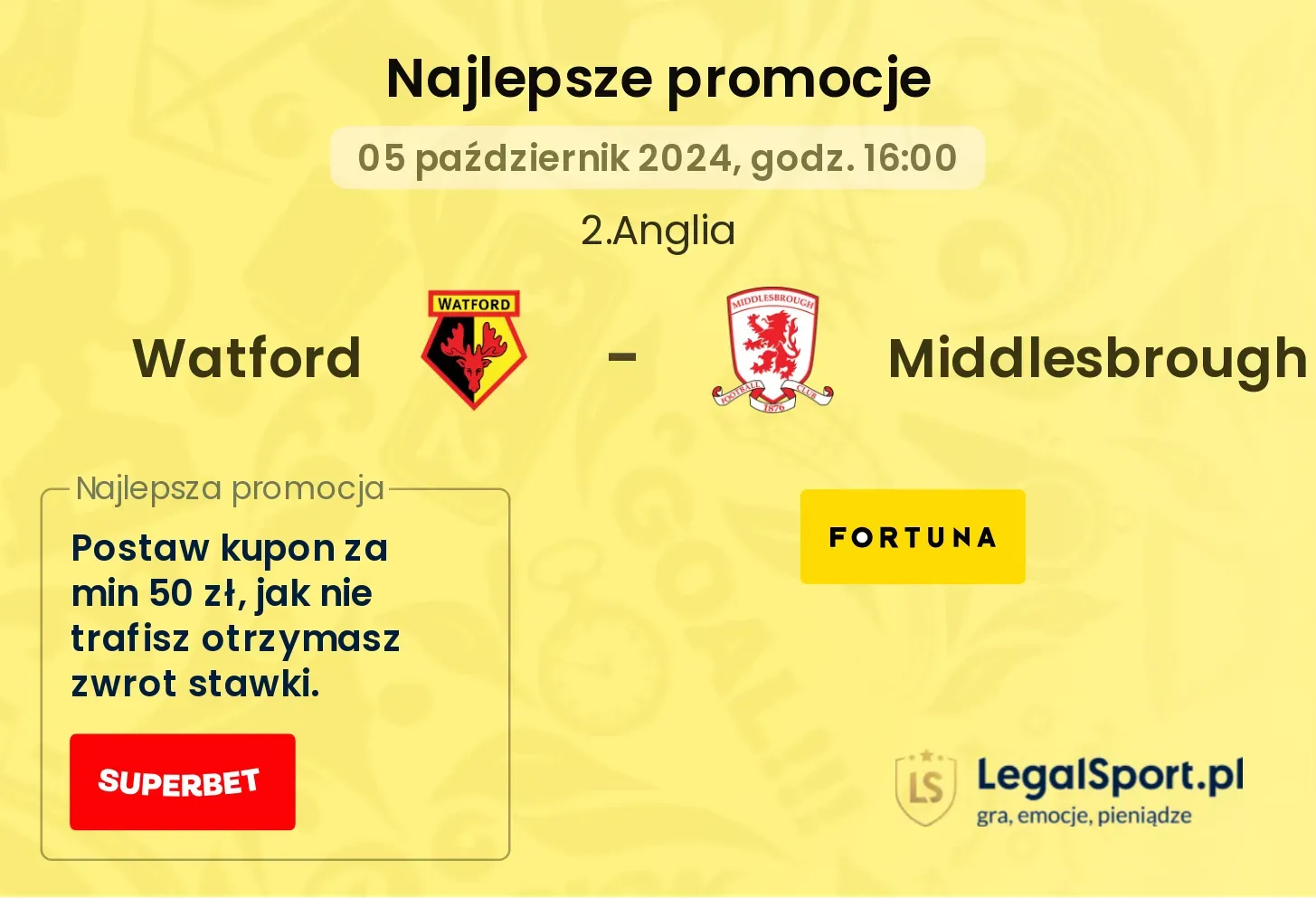 Watford - Middlesbrough promocje bonusy na mecz