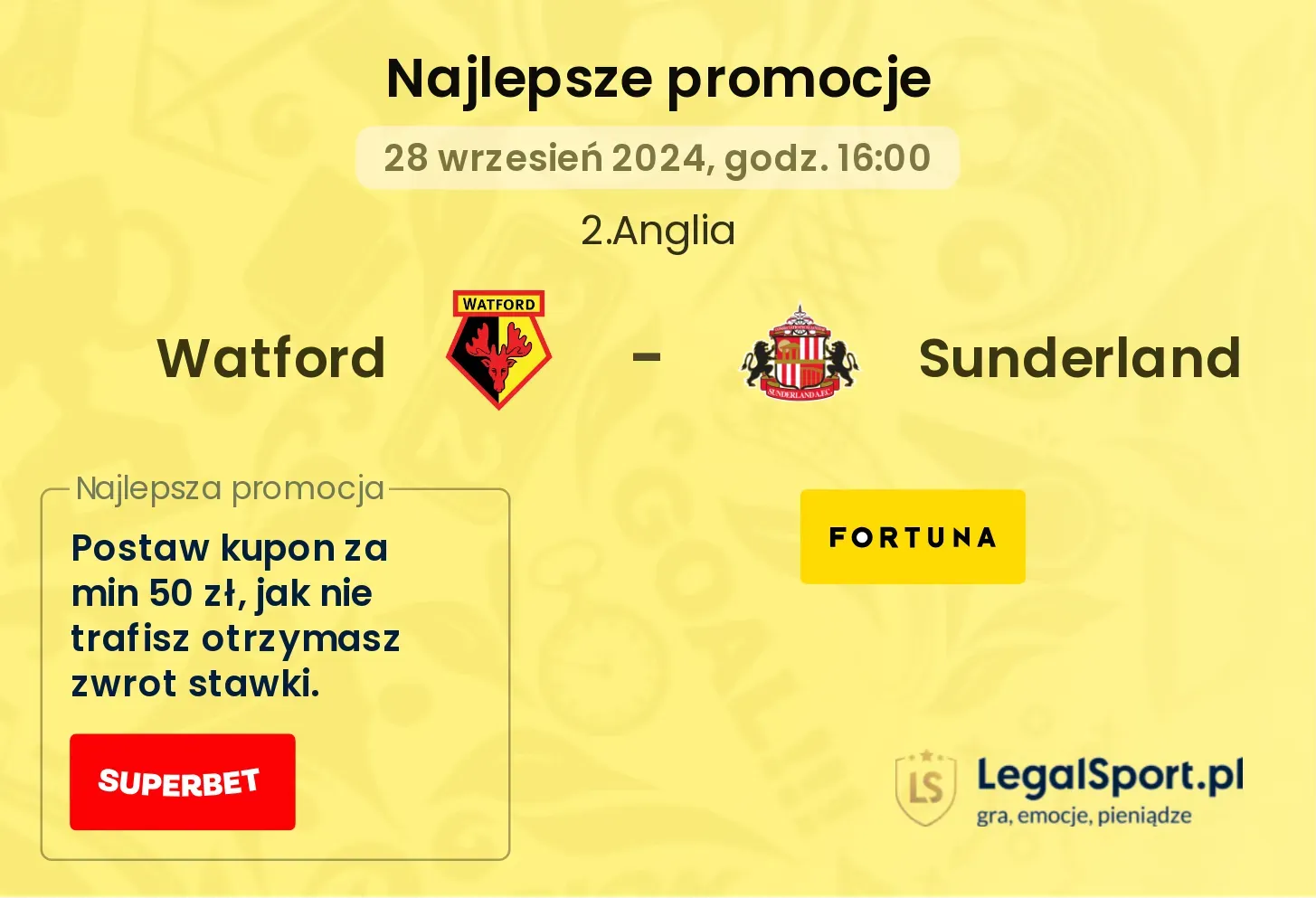 Watford - Sunderland promocje bonusy na mecz