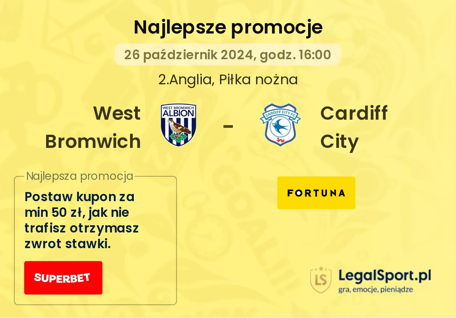 West Bromwich - Cardiff City promocje bonusy na mecz