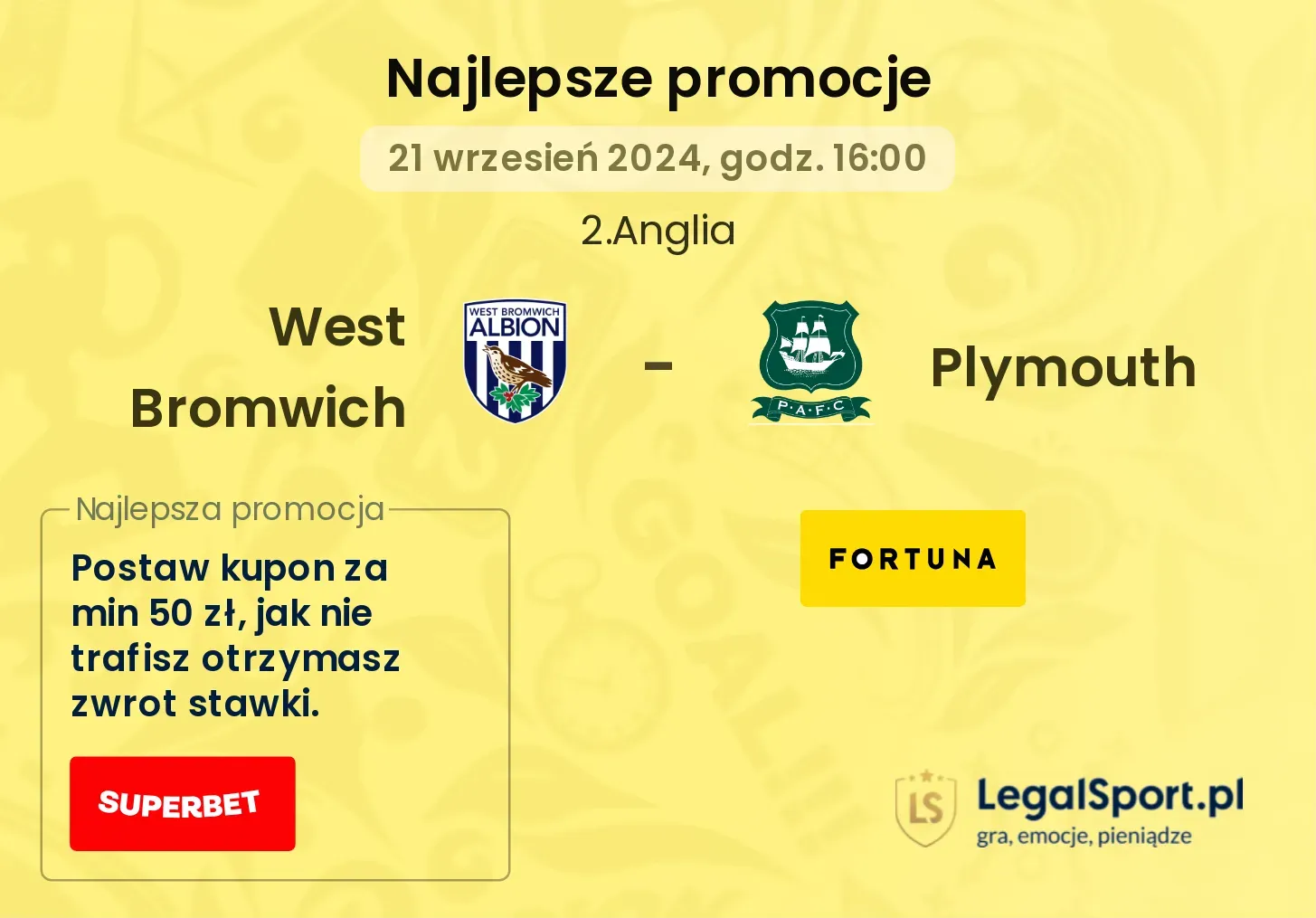 West Bromwich - Plymouth promocje bonusy na mecz