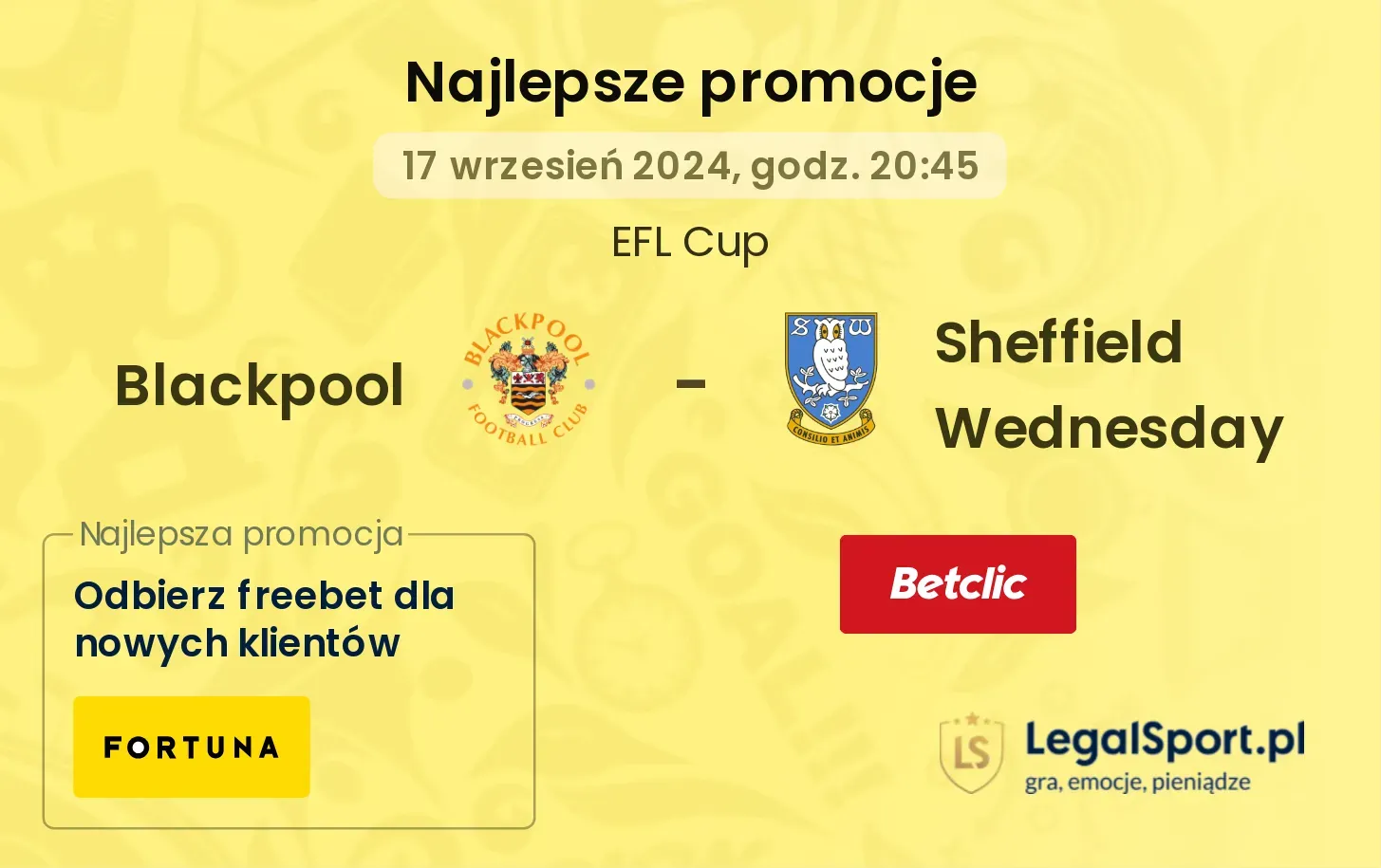 Blackpool - Sheffield Wednesday promocje bonusy na mecz