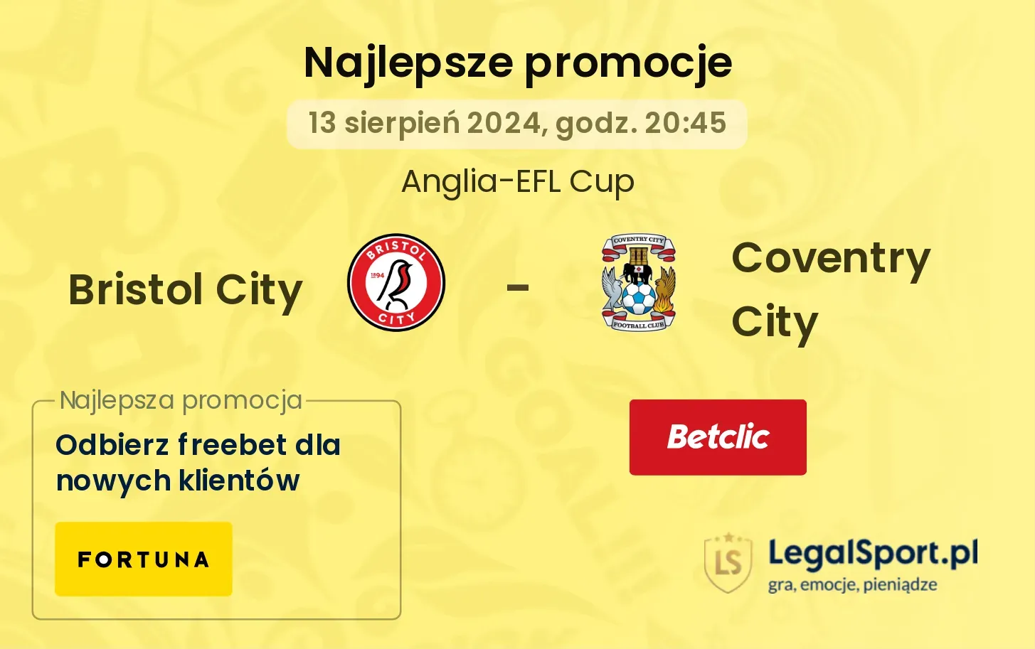 Bristol City - Coventry City promocje bonusy na mecz