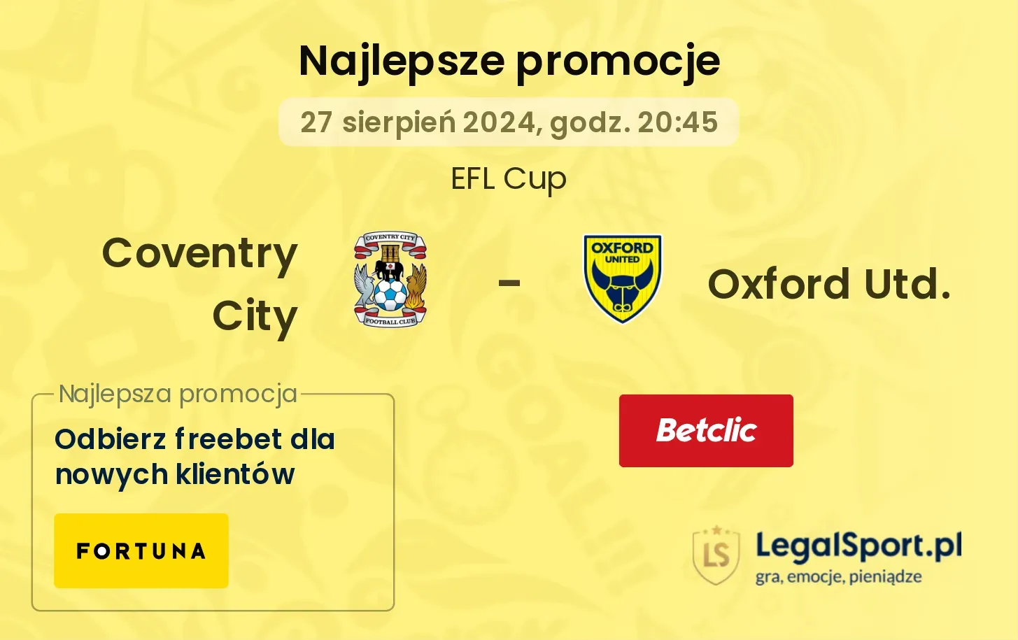 Coventry City - Oxford Utd. promocje bonusy na mecz