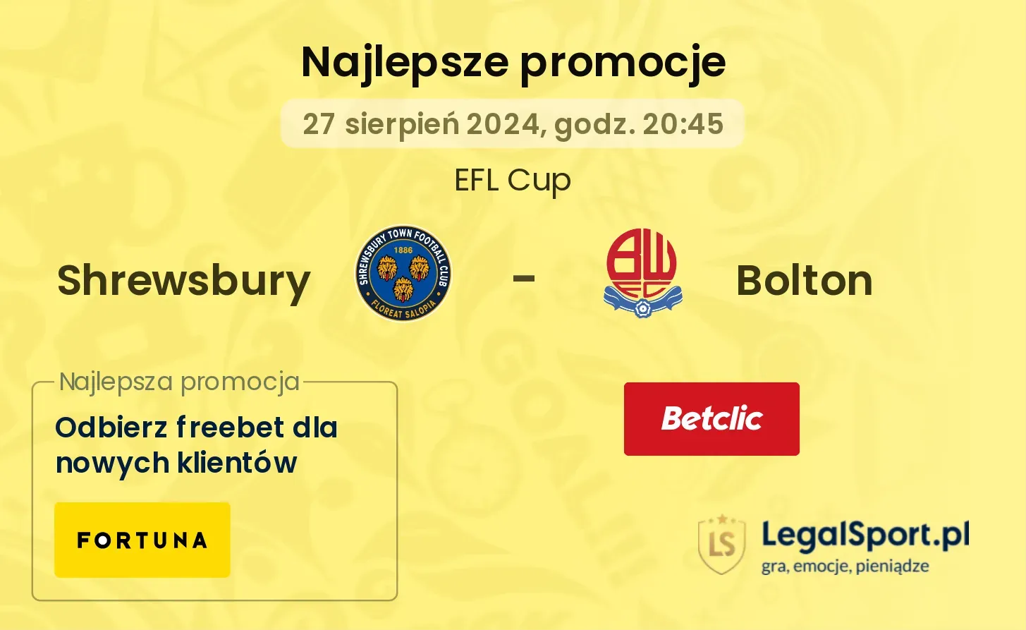 Shrewsbury - Bolton promocje bonusy na mecz