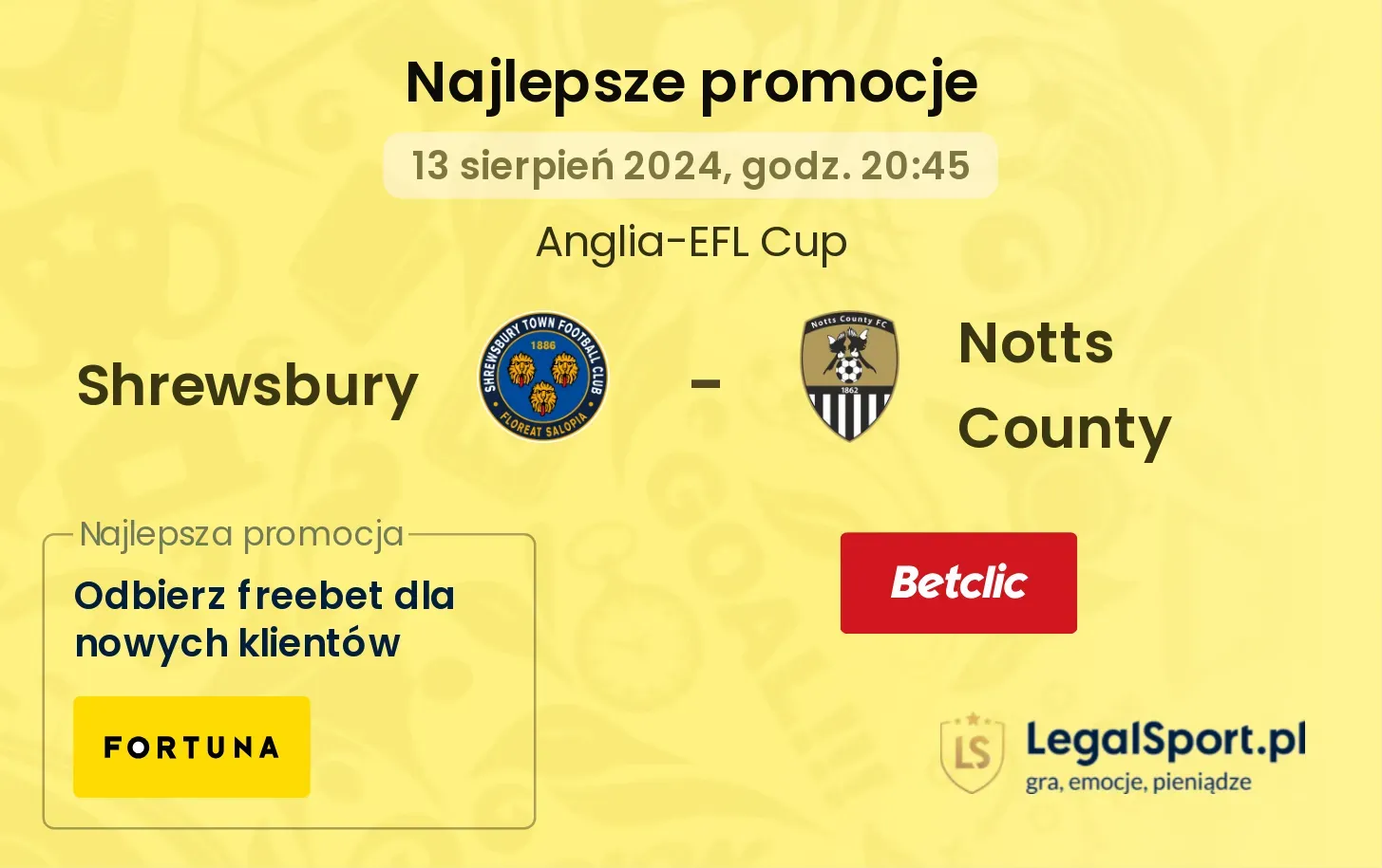 Shrewsbury - Notts County promocje bonusy na mecz