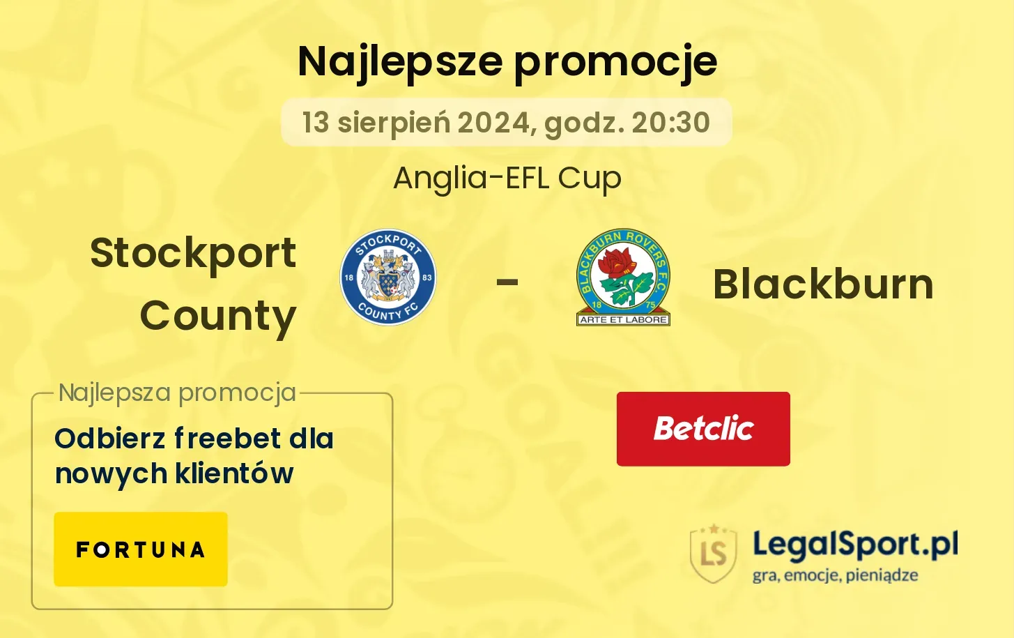 Stockport County - Blackburn promocje bonusy na mecz