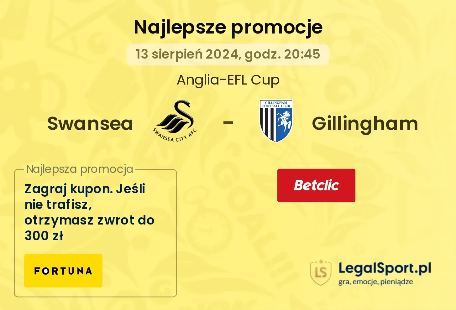 Swansea - Gillingham promocje bonusy na mecz