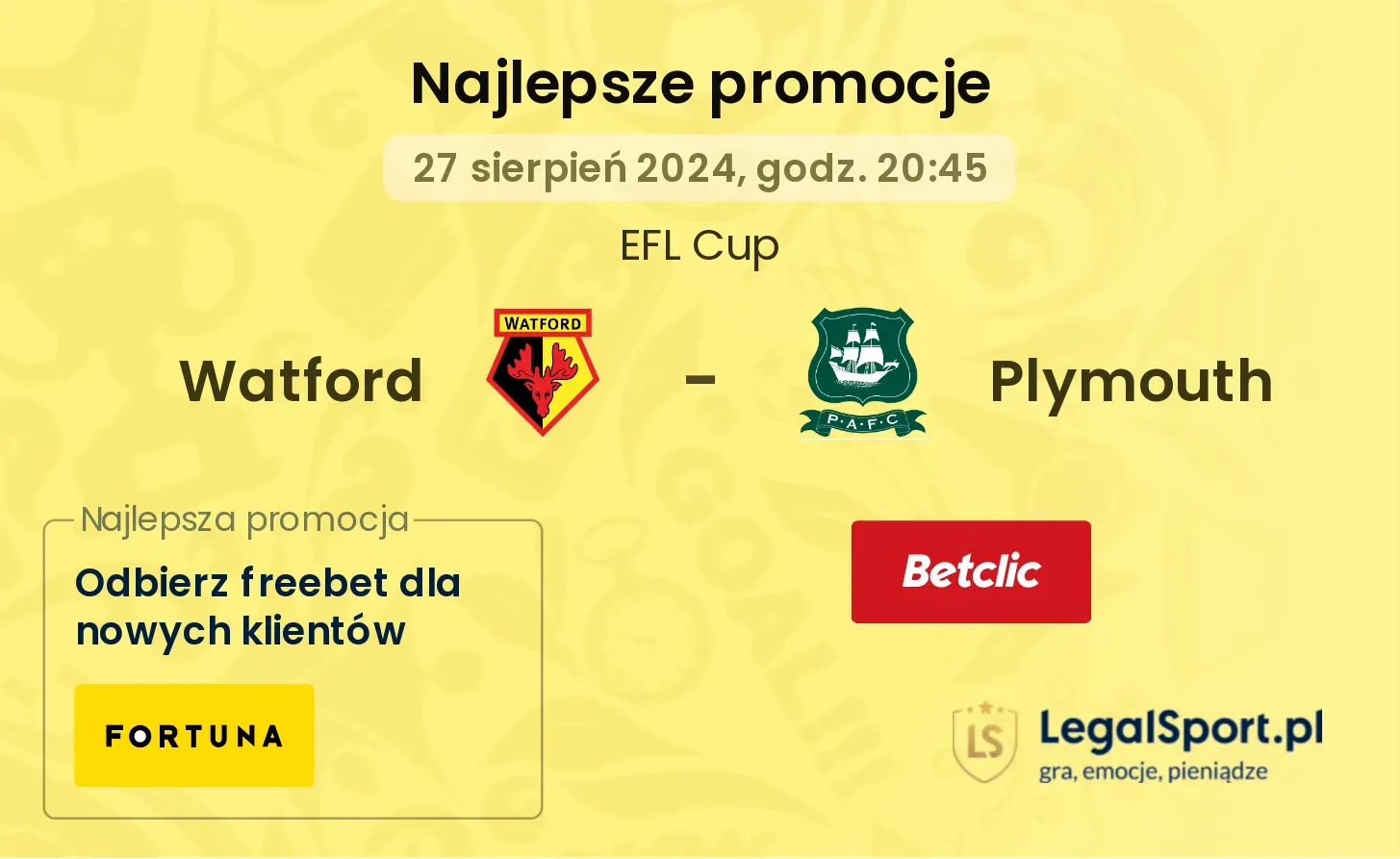 Watford - Plymouth promocje bonusy na mecz