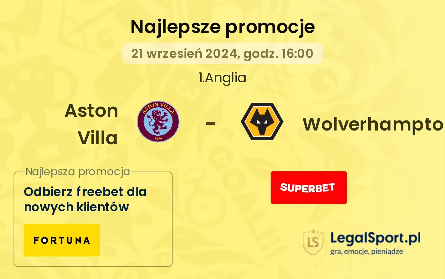 Aston Villa - Wolverhampton promocje bonusy na mecz