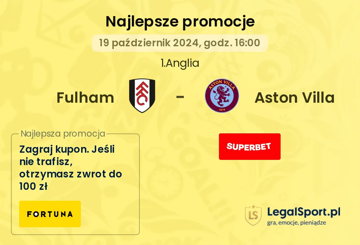 Fulham - Aston Villa promocje bonusy na mecz