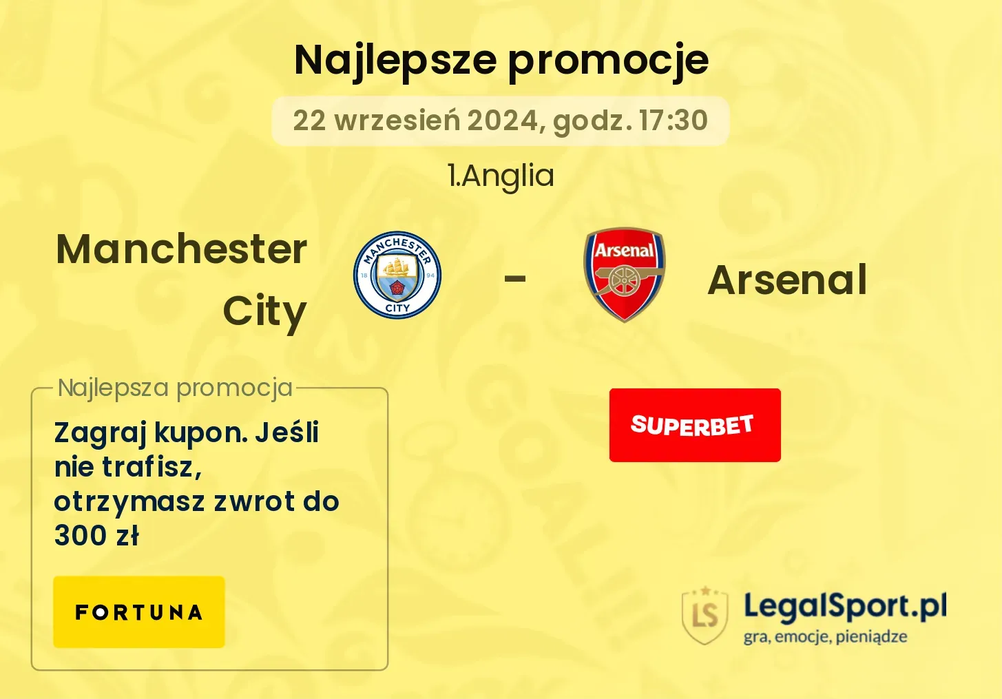 Manchester City - Arsenal promocje bonusy na mecz