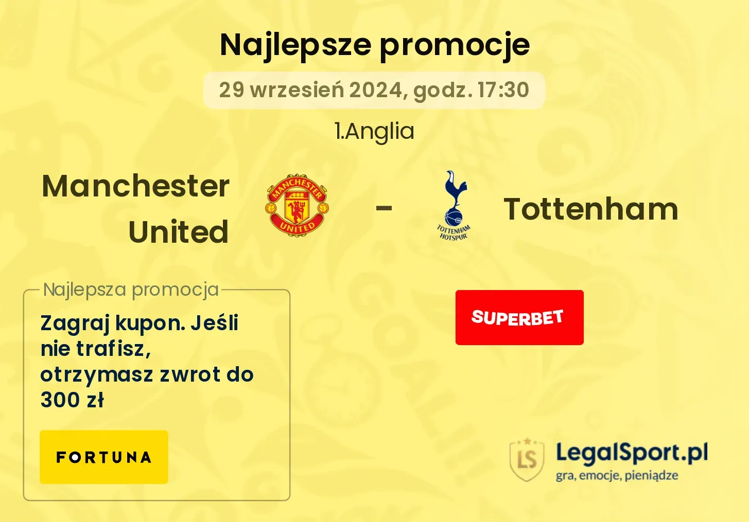 Manchester United - Tottenham promocje bonusy na mecz