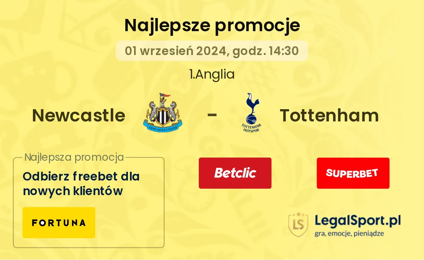 Newcastle - Tottenham promocje bonusy na mecz