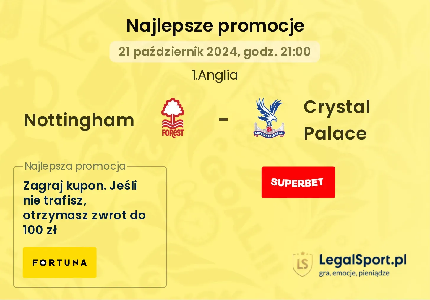 Nottingham - Crystal Palace promocje bonusy na mecz