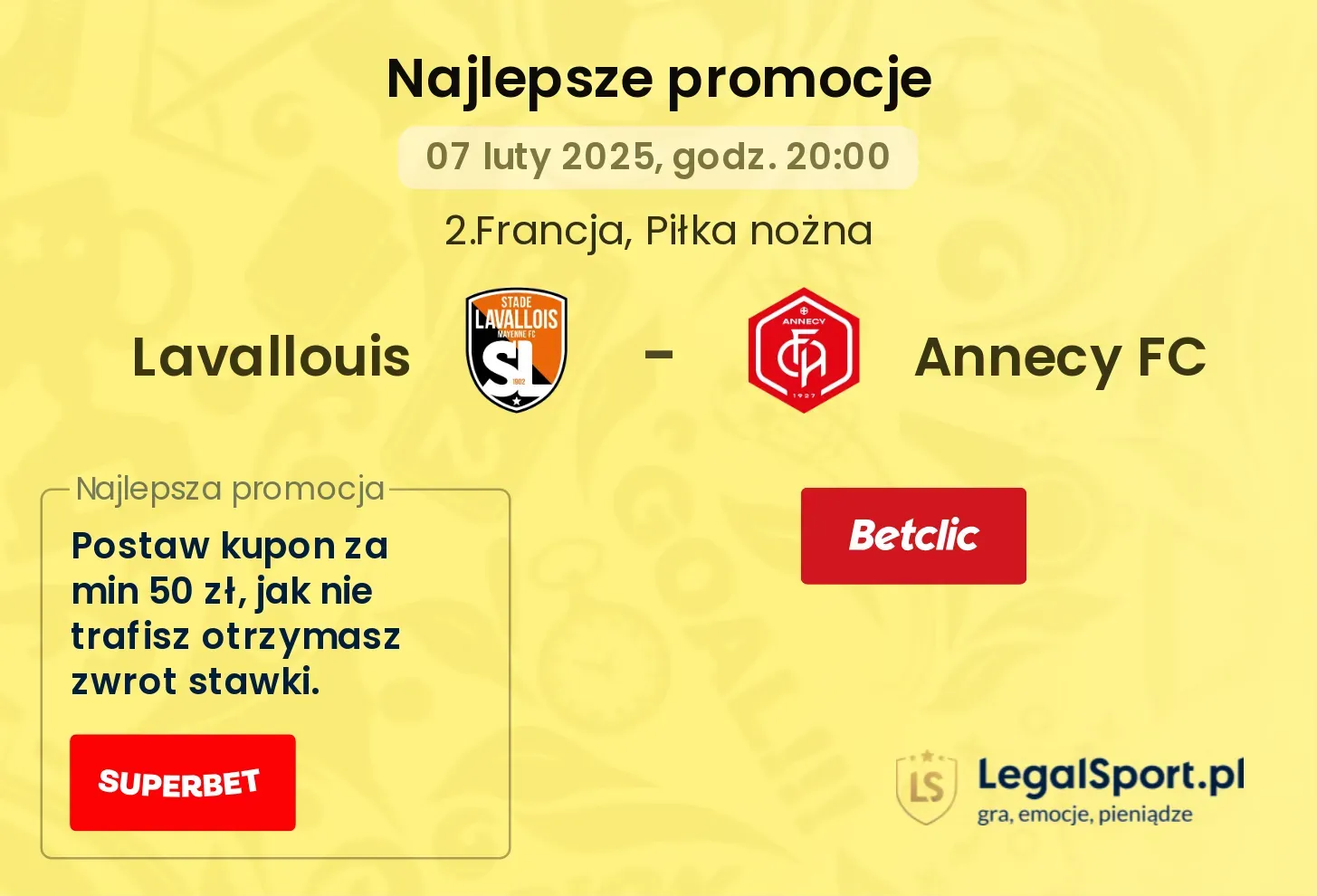 Annecy FC - Lavallouis promocje bukmacherskie 25.10, 20:00