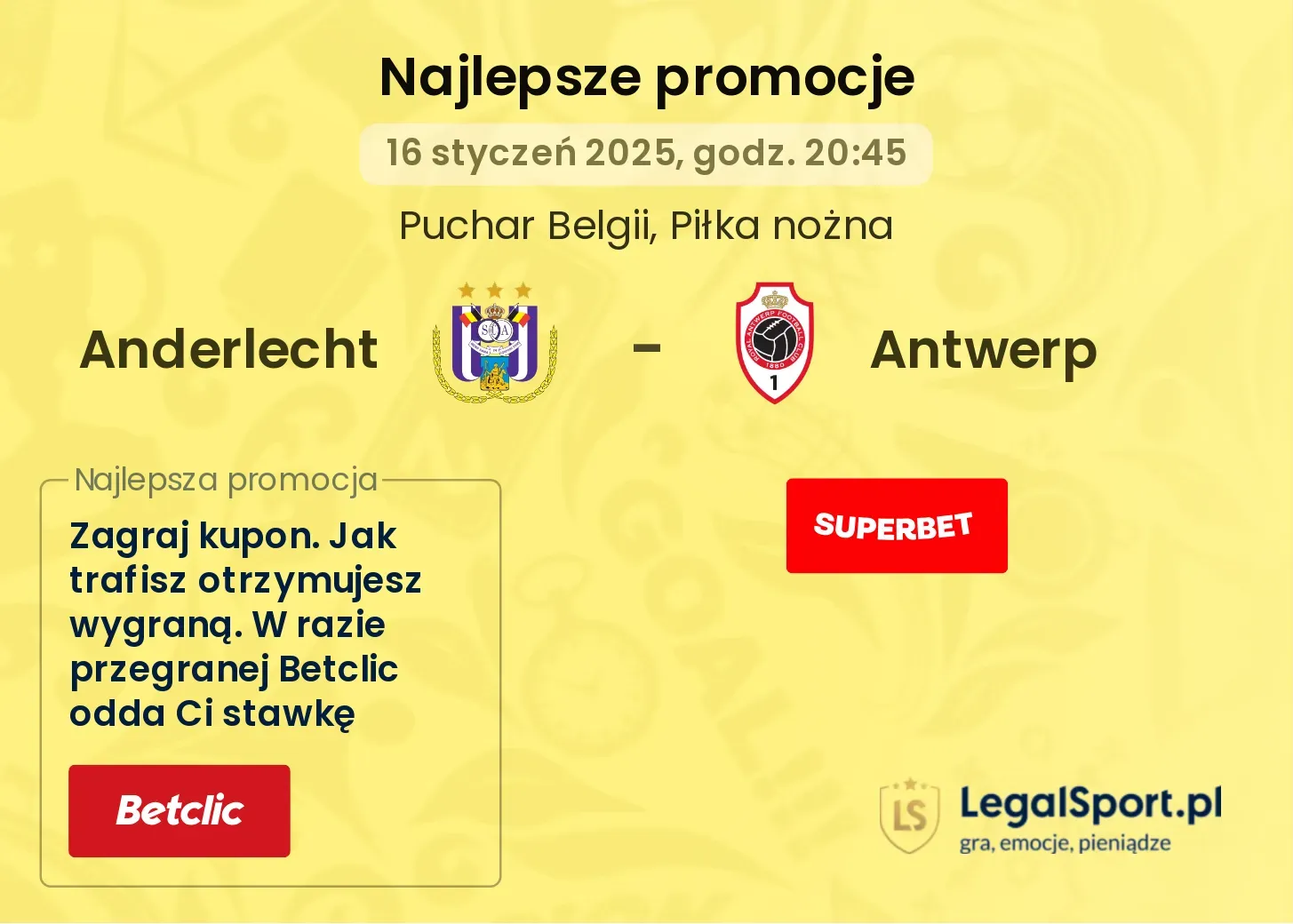 Anderlecht - Antwerp promocje u bukmacherów