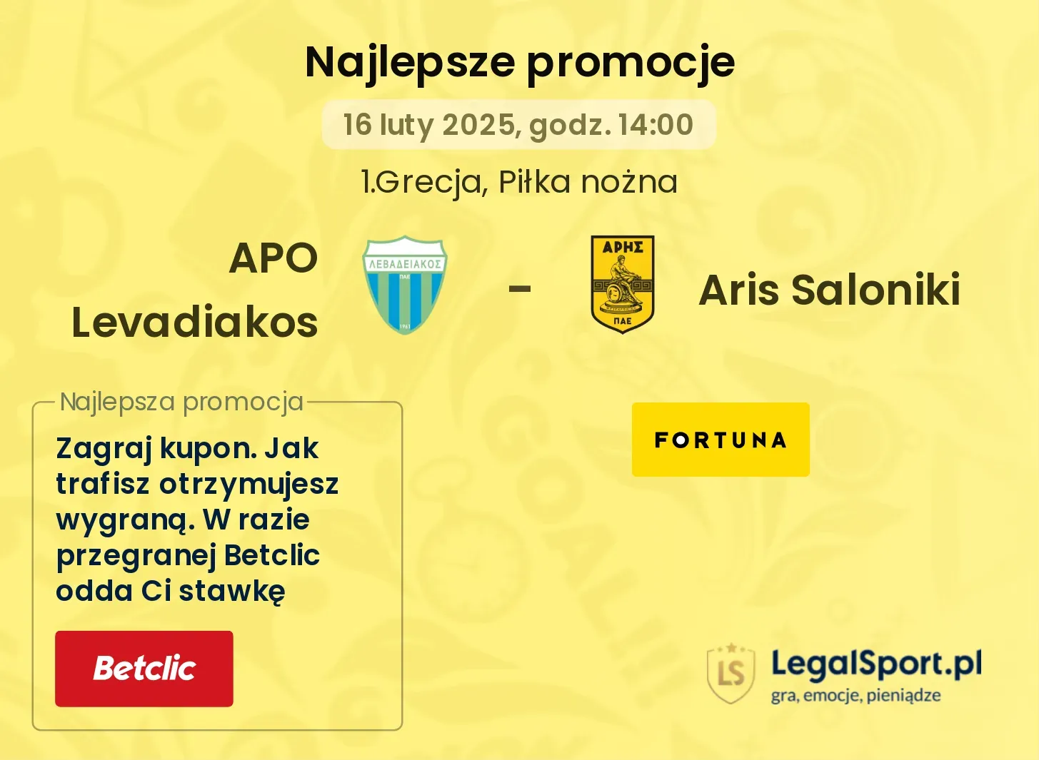 APO Levadiakos - Aris Saloniki promocje bonusy na mecz