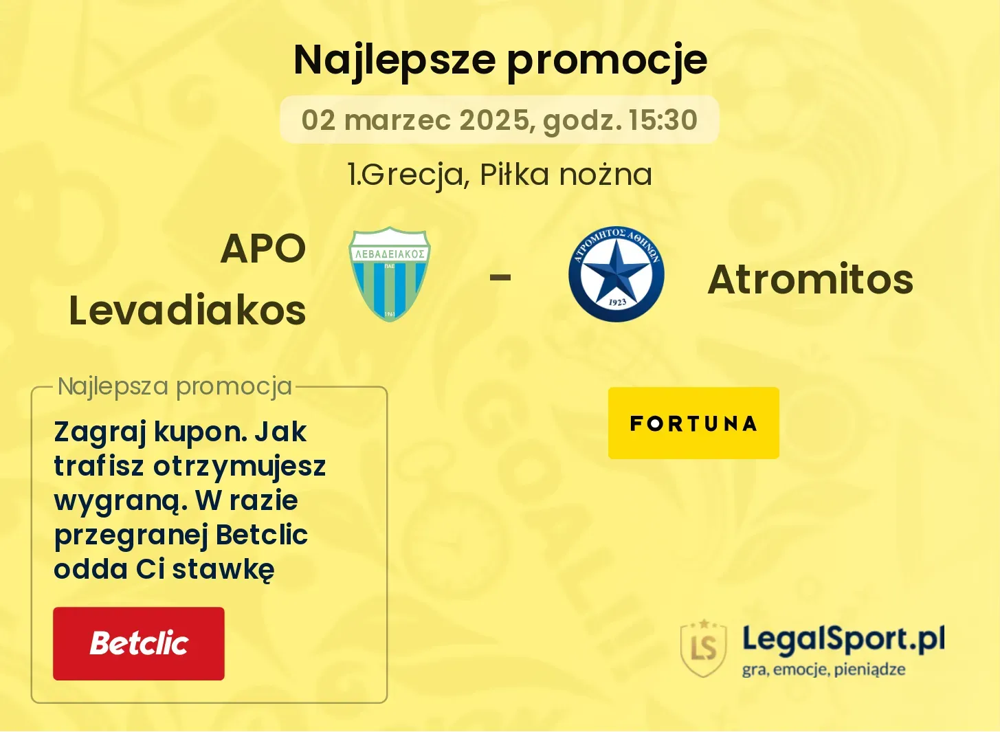 APO Levadiakos - Atromitos promocje bonusy na mecz