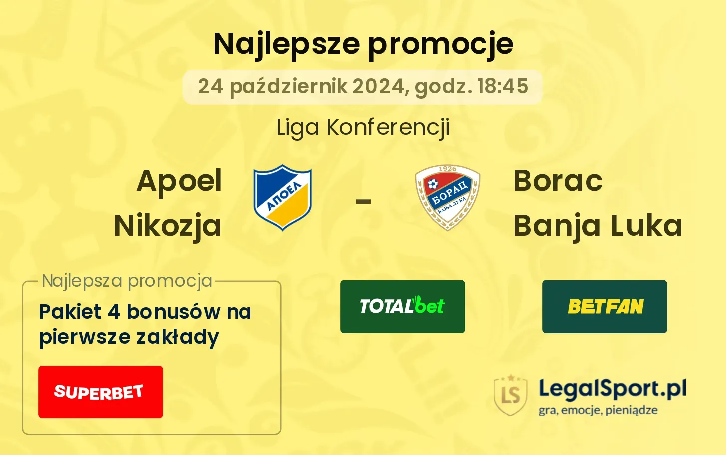 Apoel Nikozja - Borac Banja Luka promocje bonusy na mecz