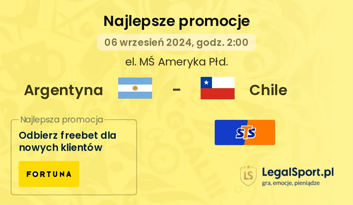 Argentyna - Chile promocje bonusy na mecz