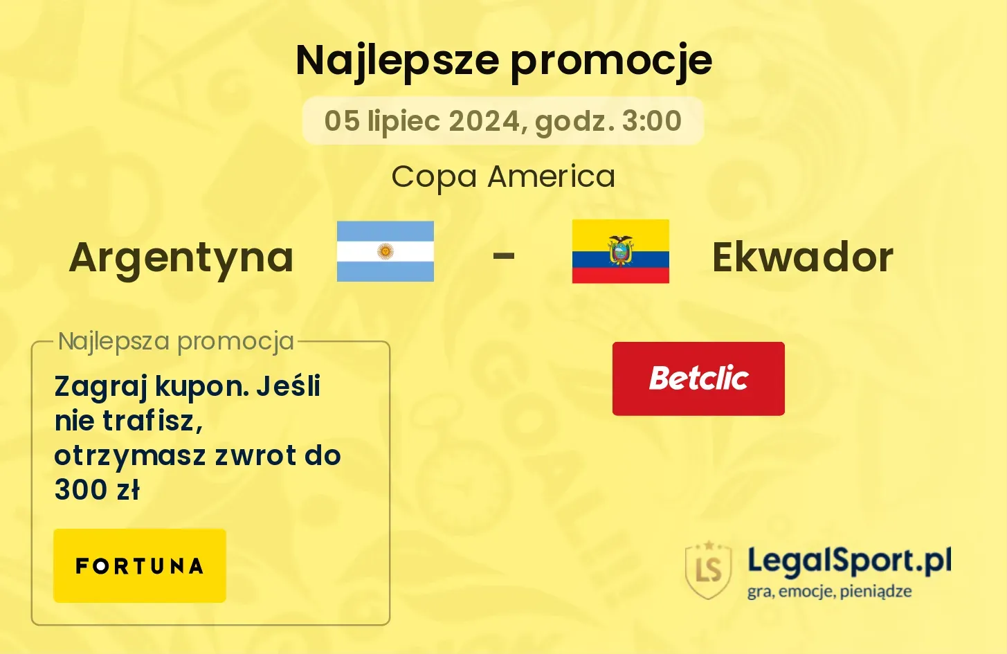 Argentyna - Ekwador promocje bonusy na mecz