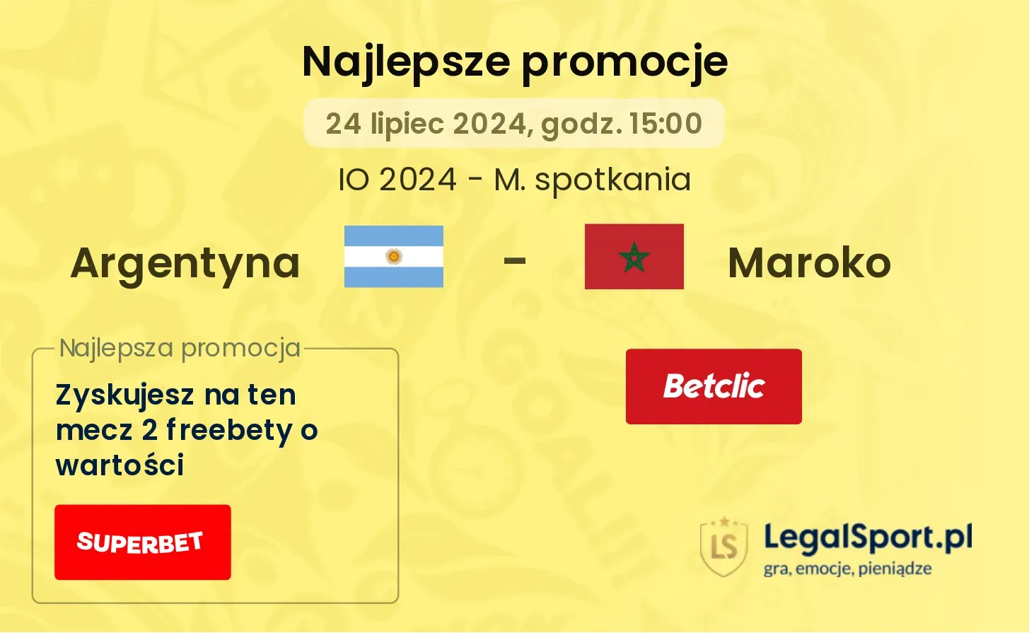 Argentyna - Maroko promocje bonusy na mecz