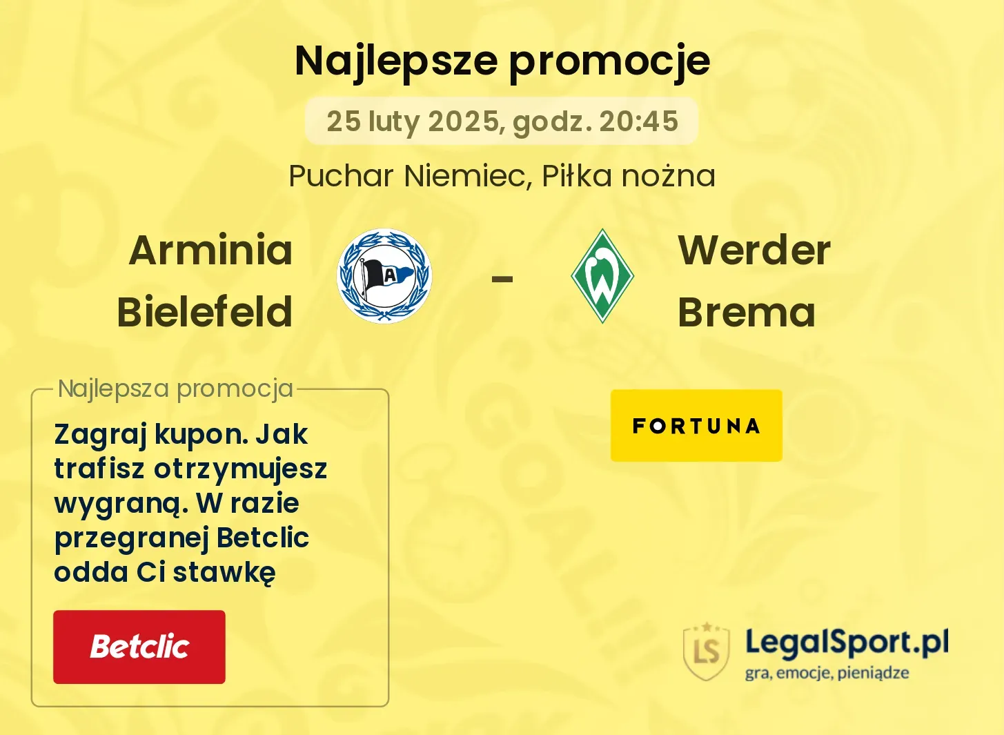 Arminia Bielefeld - Werder Brema promocje bonusy na mecz