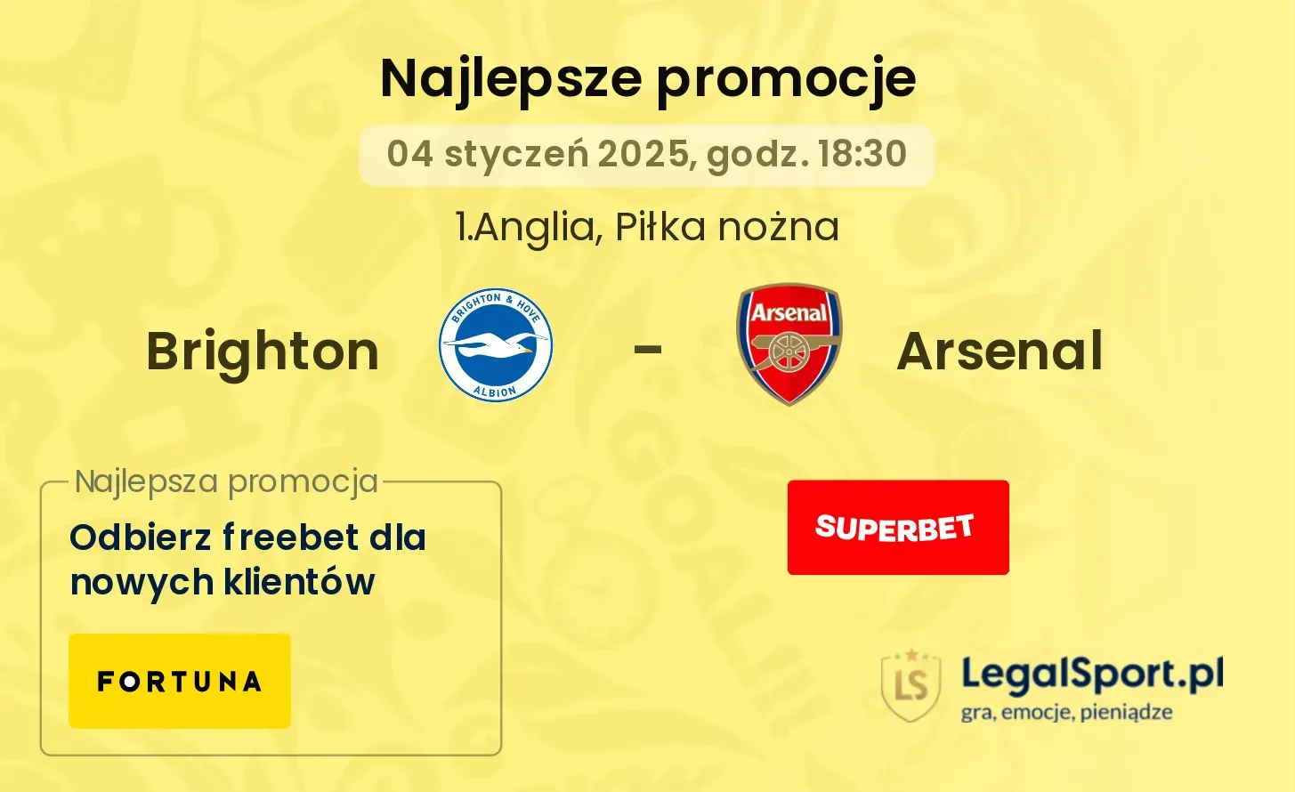 Arsenal - Brighton promocje bonusy na mecz