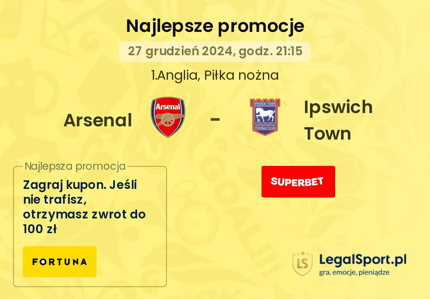 Arsenal - Ipswich Town promocje bonusy na mecz