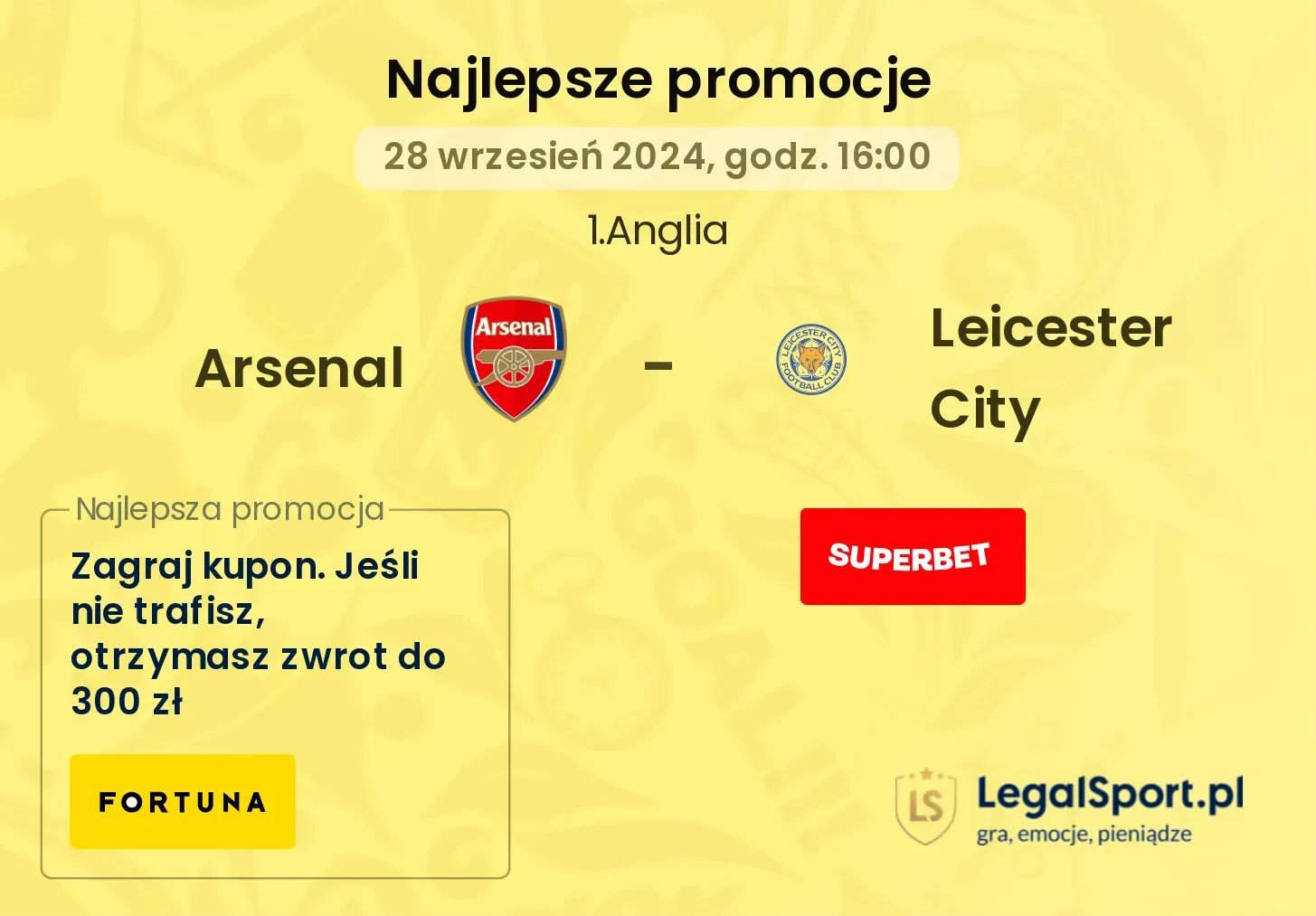 Arsenal - Leicester City promocje bonusy na mecz