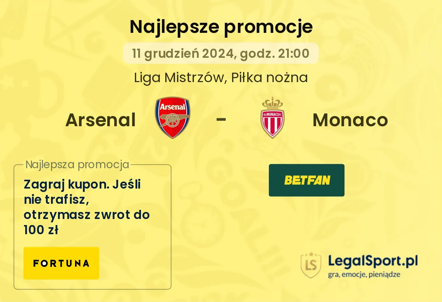 Arsenal - Monaco promocje bonusy na mecz