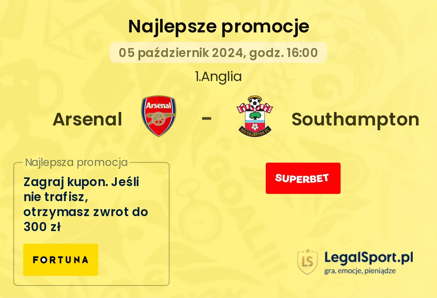 Arsenal - Southampton promocje bonusy na mecz