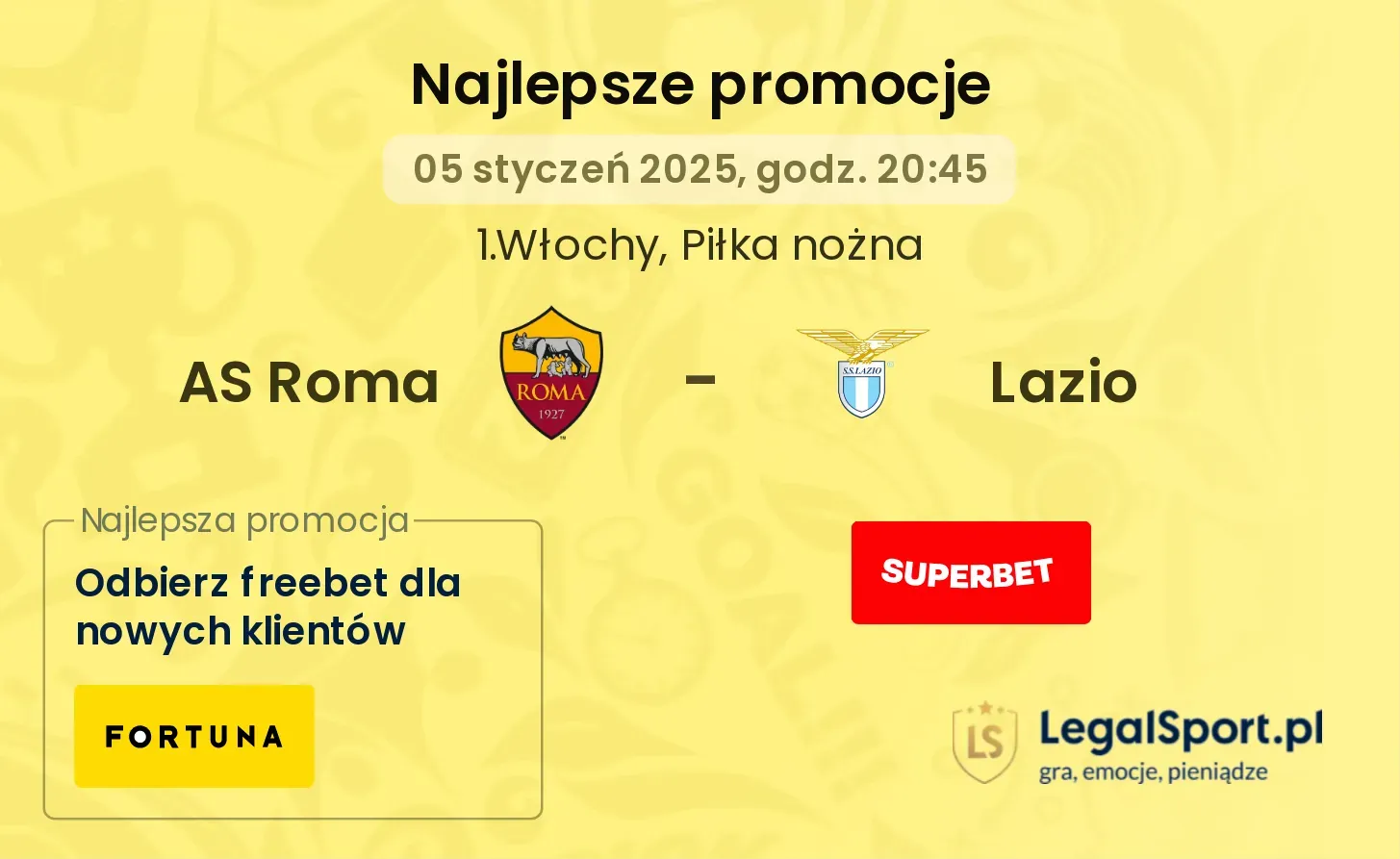 AS Roma - Lazio promocje bonusy na mecz